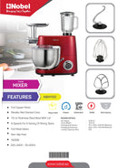 Nobel Stand Mixer With Bowl Red 1500Watt Full Metal Gear NBM100