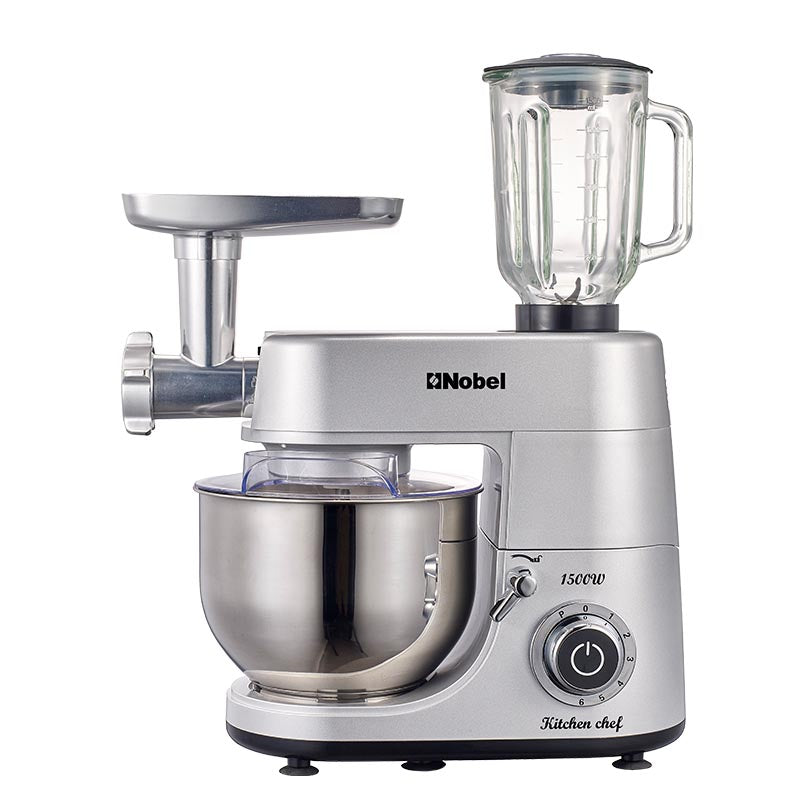 Nobel 3 in 1 Food Processor Multifunctional Stand Mixer with 7.0 L Stainless Steel Bowl & 1.5L Juicer Blender with 6 Speeds For A Variety Of Mixing Tasks NBM100S Silver