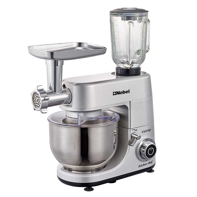 Nobel 3 in 1 Food Processor Multifunctional Stand Mixer with 7.0 L Stainless Steel Bowl & 1.5L Juicer Blender with 6 Speeds For A Variety Of Mixing Tasks NBM100S Silver