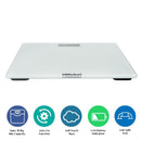 NOBEL Bathroom Scale White Tempered Glass Digital Anti Slip Feet NBS52WH
