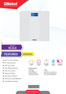 NOBEL Bathroom Scale White Tempered Glass Digital Anti Slip Feet NBS60WH