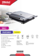 Nobel Bbq Grill Silver 2000 Watts Fixed Temperature Control With Indicator Light Auto Shutoff NCG100