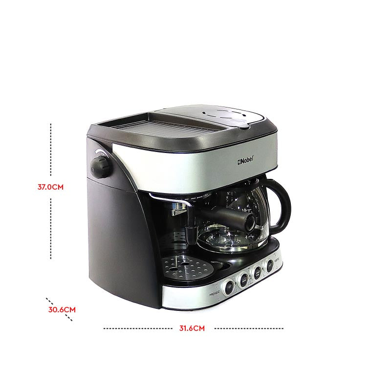 NOBEL Coffee Machine Silver 1.25 Ltr Coffee Maker NCM13