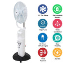 NOBEL Rechargeable Mist Fan White 16 inch Fan Blade NF777MRC