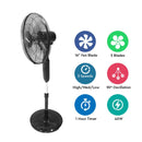 Nobel Stand Fan Black 16 Inch 5 Blades NF150