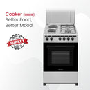 NOBEL Gas & Electric Cooker Silver 50x50 2 Gas Burners 2 Hot Plate NGC5200S