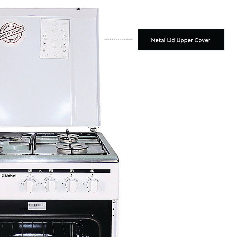 Nobel Gas & Electric Cooker White 50X50 3 Gas Burners 1 Hot Plate  NGC5300