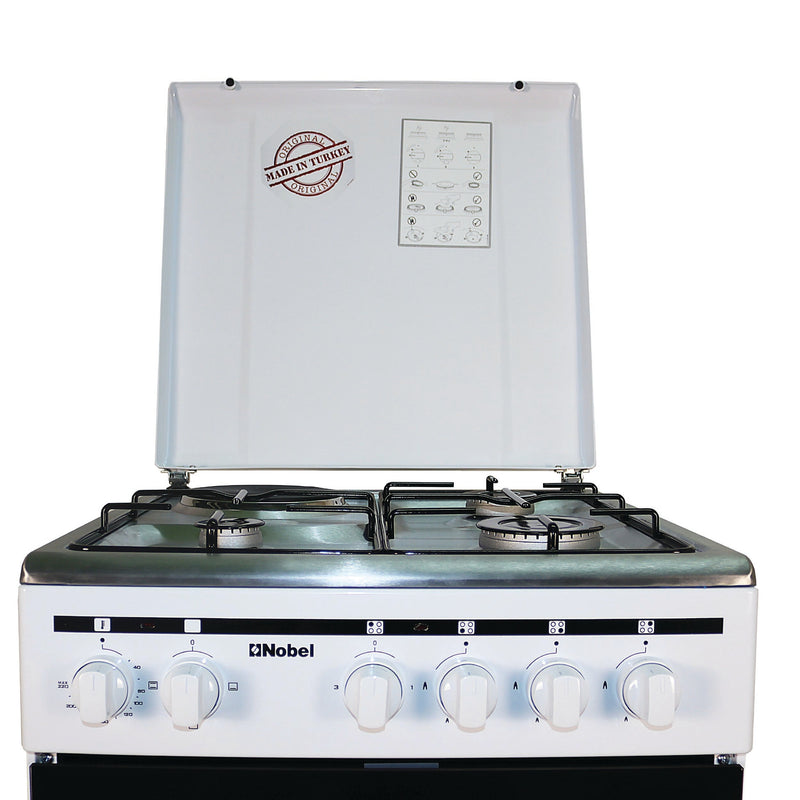 Nobel Gas & Electric Cooker White 50X50 3 Gas Burners 1 Hot Plate  NGC5300