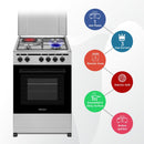 NOBEL Gas & Electric Cooker Silver 50x50 3 Gas Burners NGC5300S