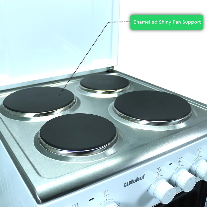 NOBEL Electric Cooker White 50x50 Hotplate St. Steel Top NGC5400