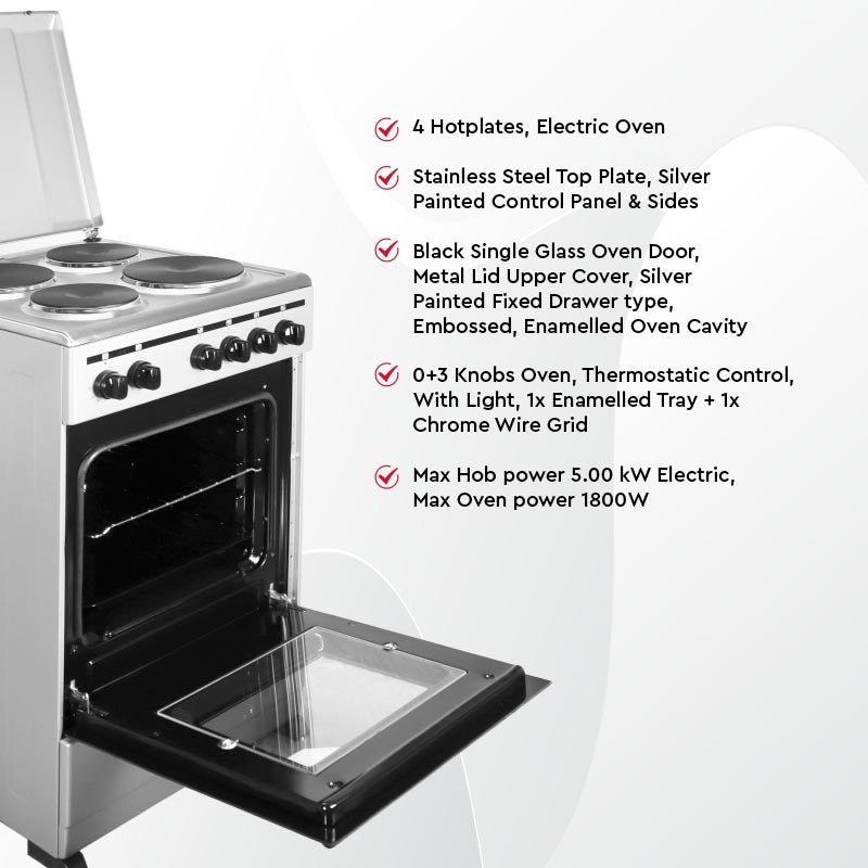 Nobel Electric Cooker Silver 50X50 Hotplate Electric Oven NGC5400S