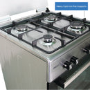 Nobel 60x60 Free Standing Gas Cooker with Gas Oven & Grill – 4 Gas Burners, Full Safety, Mechanical Timer, Rotisserie, Cast-Iron Pan Supports, Stainless Steel Finish – Made in Turkey NGC6062 Silver