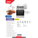 Nobel 60x60 Free Standing Gas Cooker with Gas Oven & Grill – 4 Gas Burners, Full Safety, Mechanical Timer, Rotisserie, Cast-Iron Pan Supports, Stainless Steel Finish – Made in Turkey NGC6062 Silver