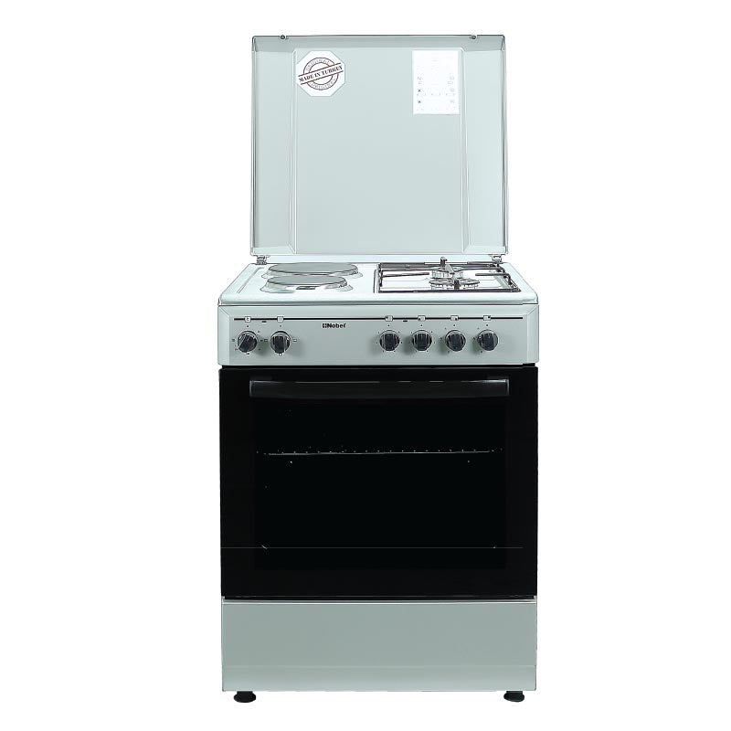 Nobel Gas & Electric Cooker Silver 60X60 2 Gas Burners NGC7222