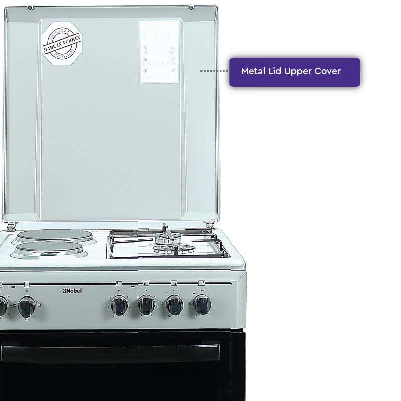 Nobel Gas & Electric Cooker Silver 60X60 2 Gas Burners NGC7222