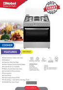 Nobel Gas & Electric Cooker 90X60 4 Burner NGC9622