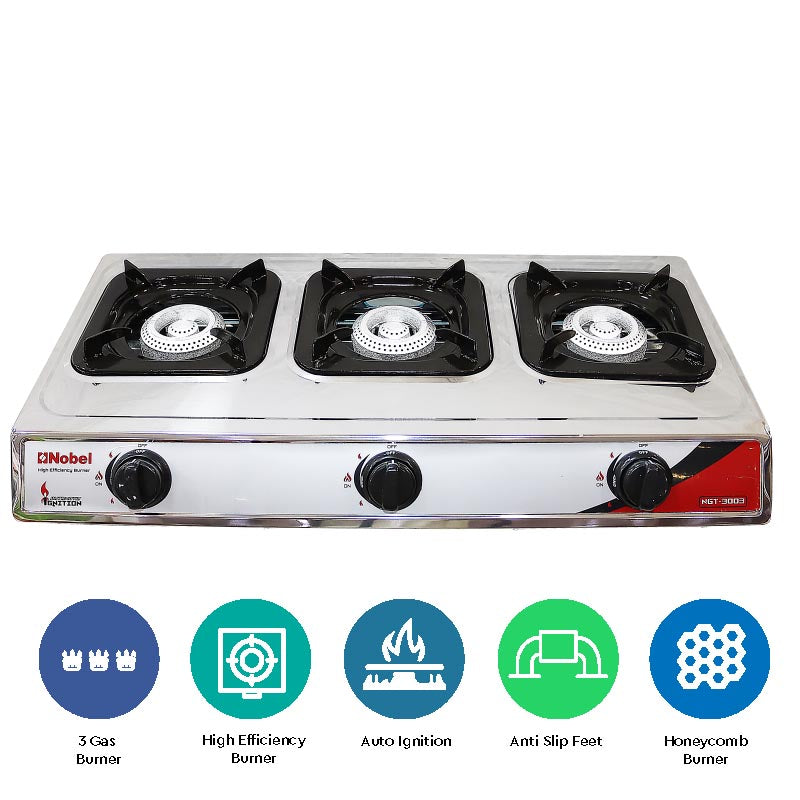 NOBEL Gas Stove Stainless Steel Honeycomb Auto Ignition NGT3003