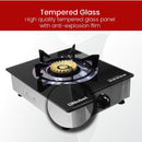 Nobel Gas Stove Black Glass Top Auto Ignition Single Burner NGT1002G