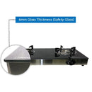 NOBEL Gas Stove Glass Black Brass Glass Top Auto Ignition Double Burner NGT2111