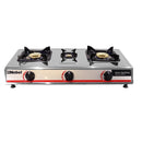Nobel Gas Stove Stainless Steel Brass Glass Top Auto Ignition Tripple Burner NGT3001