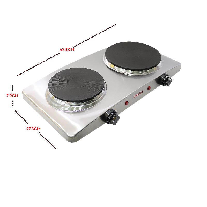 Nobel Hot Plate 2500W Double Silver Color NHP402SS