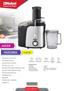 Nobel Juicer Stainless Steel 1.5 Litre White/Clear NJE101E