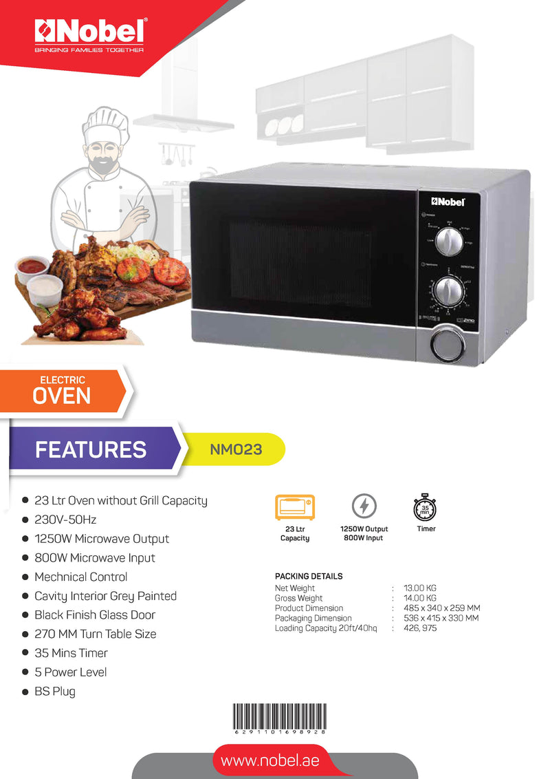 Nobel Microwave Oven White 23 Litres Manual  NMO23