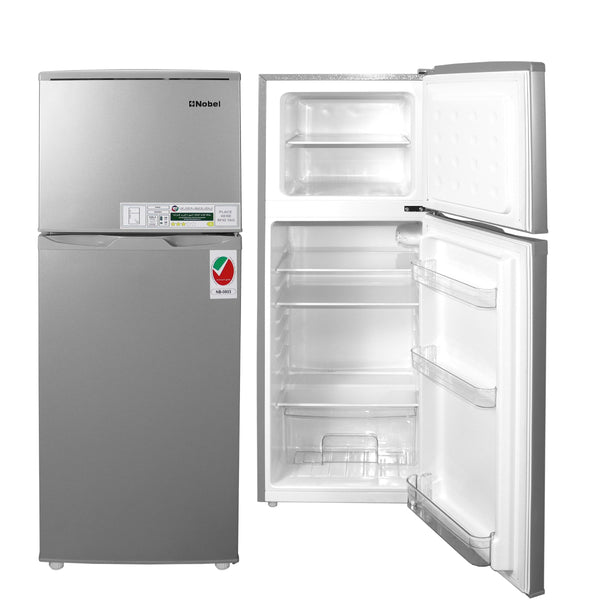 Nobel Refrigerator Double Door Silver 132 LTR Defrost Recessed Handle R600A NR185RS