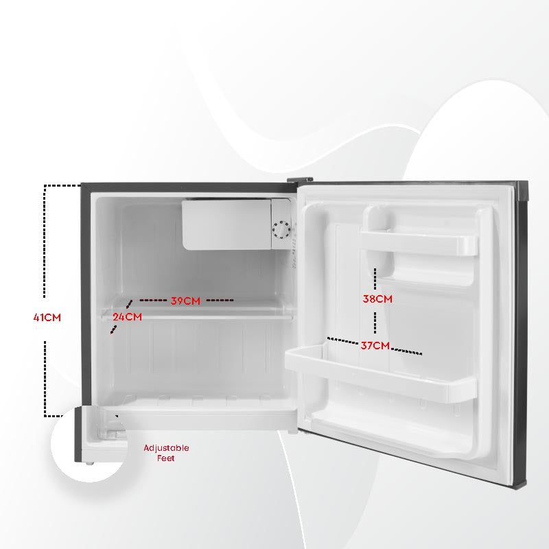 Nobel Single Door Refrigerators Dark Silver 50 Litres Defrost Recessed Handle R600A Inside Condenser NR65S
