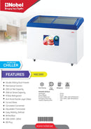 Nobel Sliding Door Freezer White 275L Curved Glass NSC395