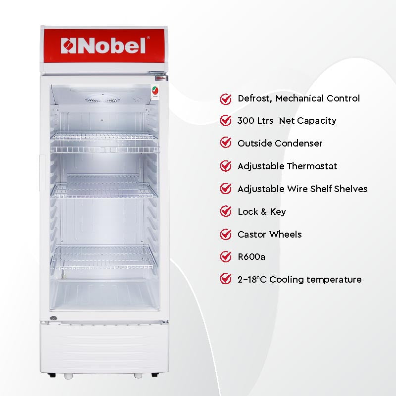 NOBEL Upright Chiller - Single Door White 300 Litres Single Door NSF325