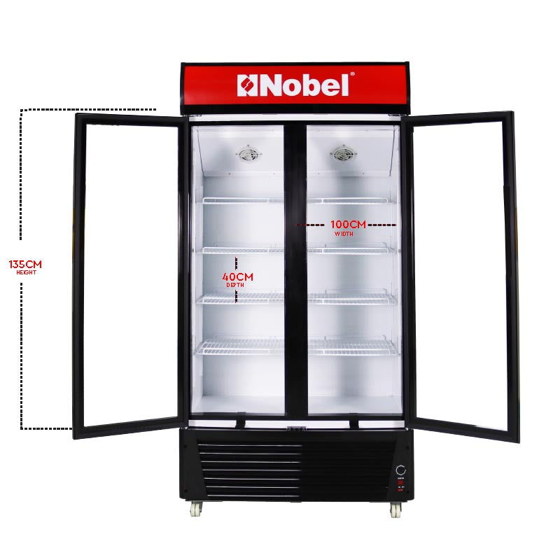 Nobel Showcase Chiller Black 650 Liters Hinge Door Light Box Lock & Key NSF800