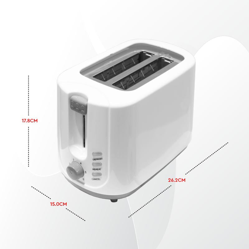 Nobel Toaster White 2 Slice 750W Plastic Body Adjustable Browning Control Auto Shutoff NST2T