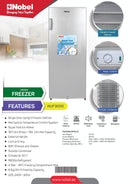 NOBEL Single Door Upright Freezer Defrost 187 Liters NUF300S