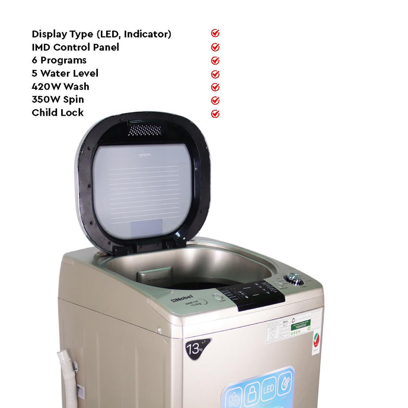Nobel Top Load Washer Golden 13 Kgs Fully Automatic NWM13T