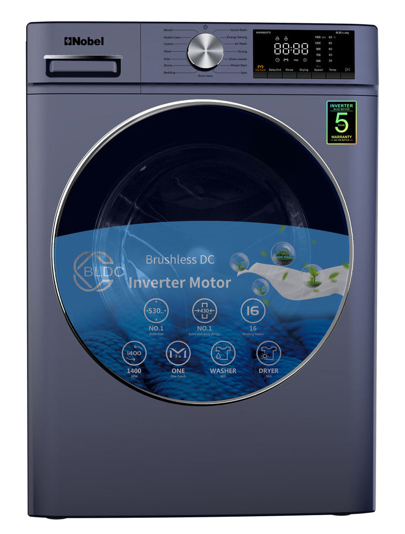 Nobel Washing Machine 8 KG 1400RPM 220-240V~ 50HZ NWM860FS