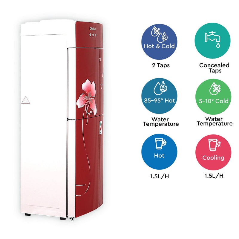 Nobel Water Dispenser Free Standing Glass Red Refrigerator NWD2200G