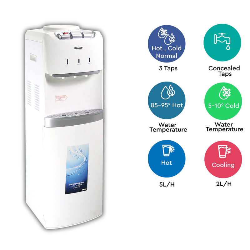 Nobel Water Dispenser Free Standing White 3 Taps NWD7000BL