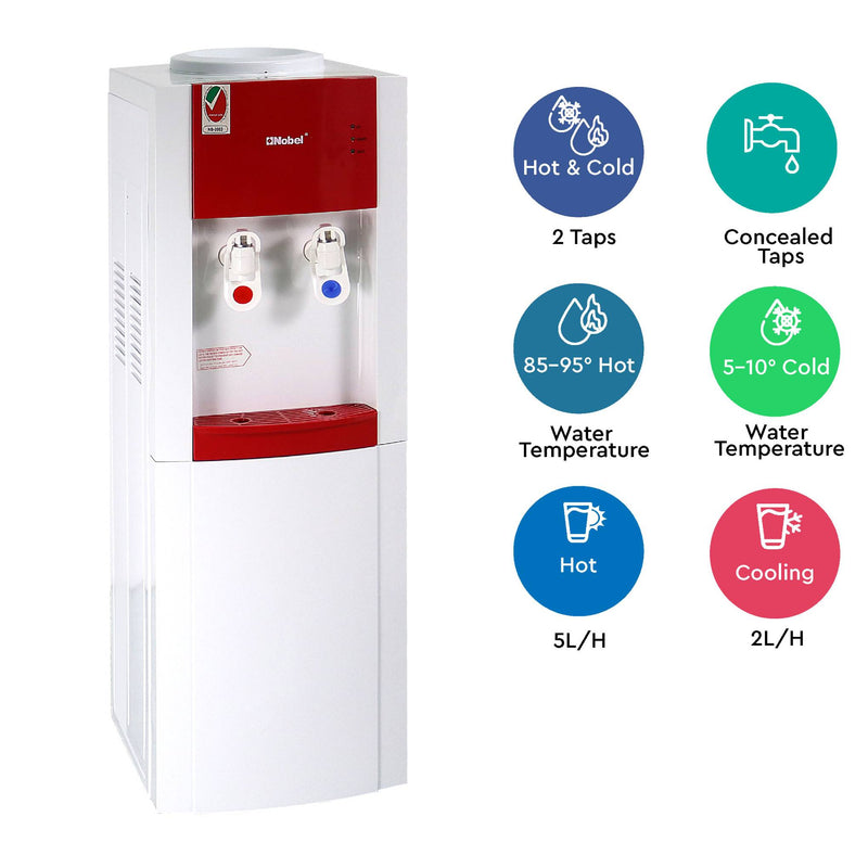 Nobel Water Dispenser Free Standing White Cabinet NWD2000