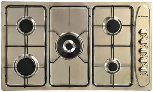 Bompani Gas Hobs Stainless Steel 90 Cm Full Safety Enamelled Pan Supports Auto Ignition 5 Gas Burner BO293MV
